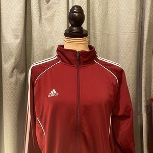 ADIDAS warm up jacket. Maroon and white. Size Medium